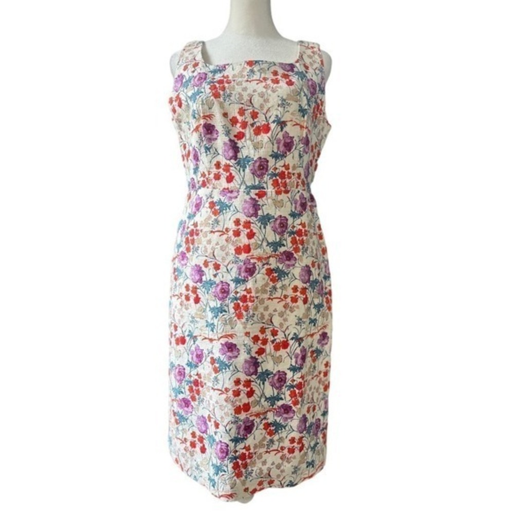 Ann Taylor Petite 4P Floral Sheath Dress Square Neck NWT cottage Boho chic‎